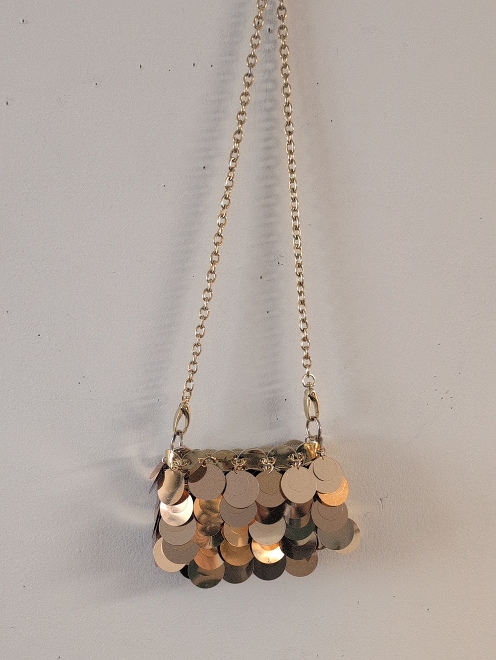 Gold Sequin Disc Crossbody Bag